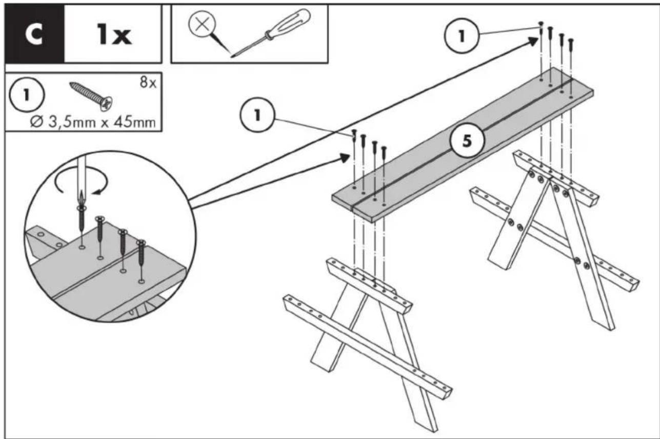 c 1x 8x Ø 3,5mm x 45mm ① ① ⑤