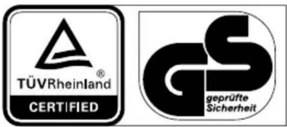 TÜVRheinland® CERTIFIED GS geprüfte Sicherheit