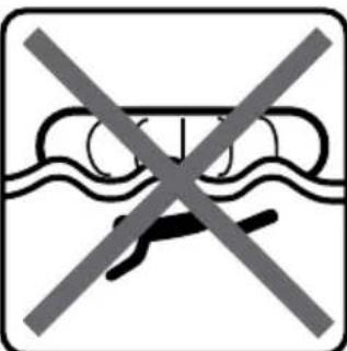 Prohibition sign with crossed-out lines and water symbol, indicating no protection or leakage