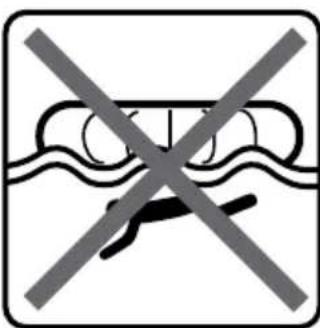Prohibition sign with crossed lines and water symbol, indicating no protection or leakage