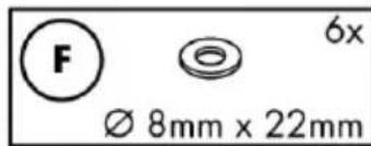 F Ø 8mm x 22mm 6x