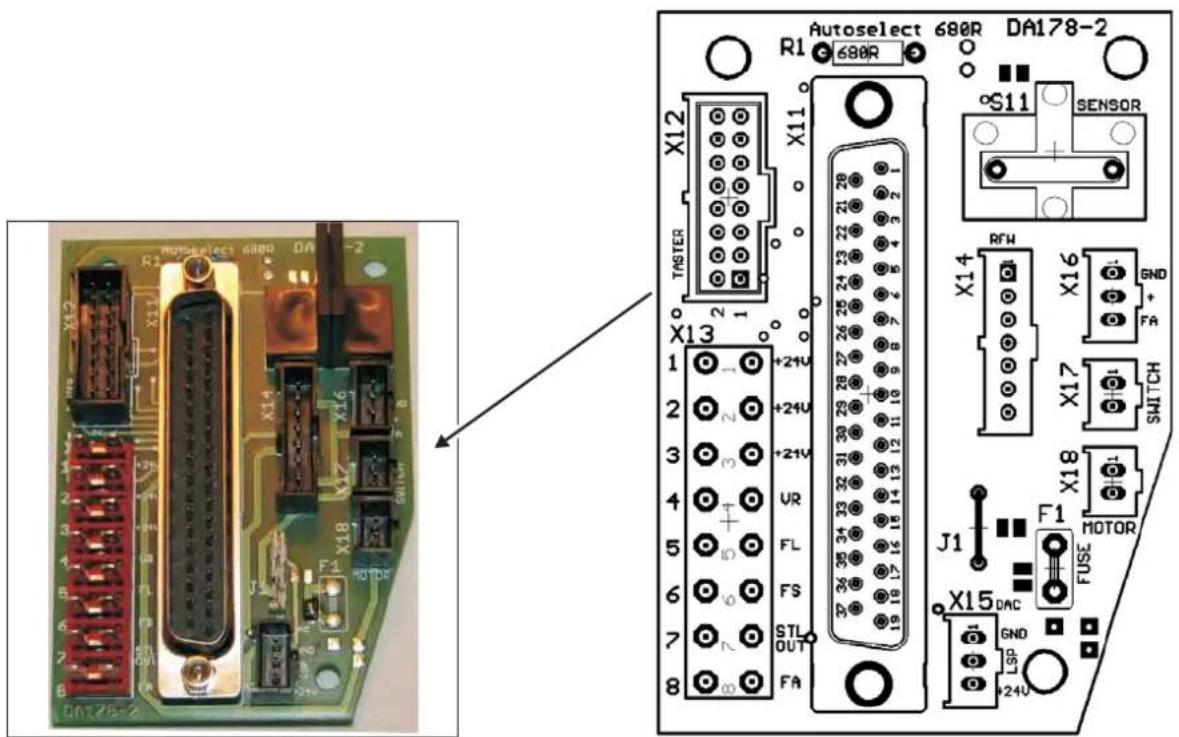 Dürkopp Adler 838-M - Vývody na konektory desky tištěných spojů - elektromagnetická varianta - 1