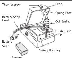 Thumbscrew Battery Snap Cord + - Battery Battery Battery Pedal Spring Base Coil Spring Guide Bush Hole Battery Housing