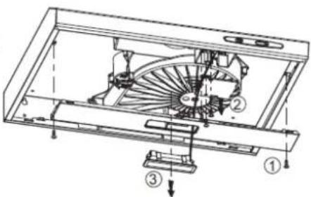 Technical diagram of a mechanical device with numbered components and directional arrows indicating assembly or motion.