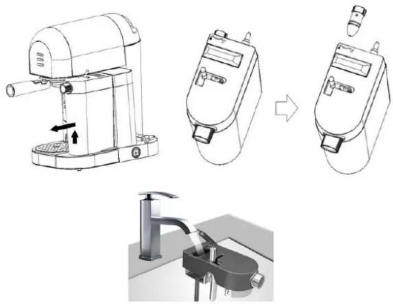 Heinner HEM-DL1470BK - CLEANING THE MILK RESERVOIR AND FROTHING TUBE - 1