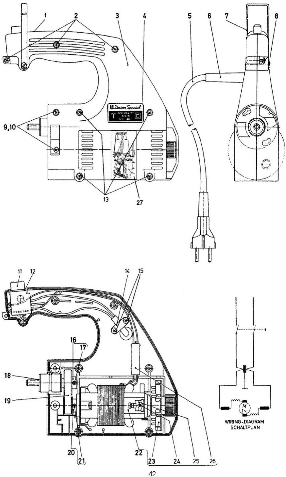 Union Special 2200FA - MOTOR ASSEMBLY PART NO. 29929M (12 V DC) STYLES 2200M, MA - 1