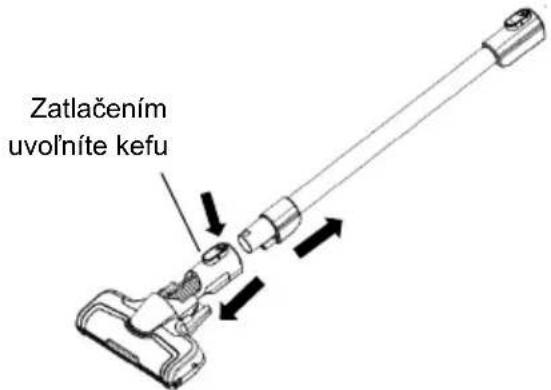 Zatlačením uvoľníte kefu