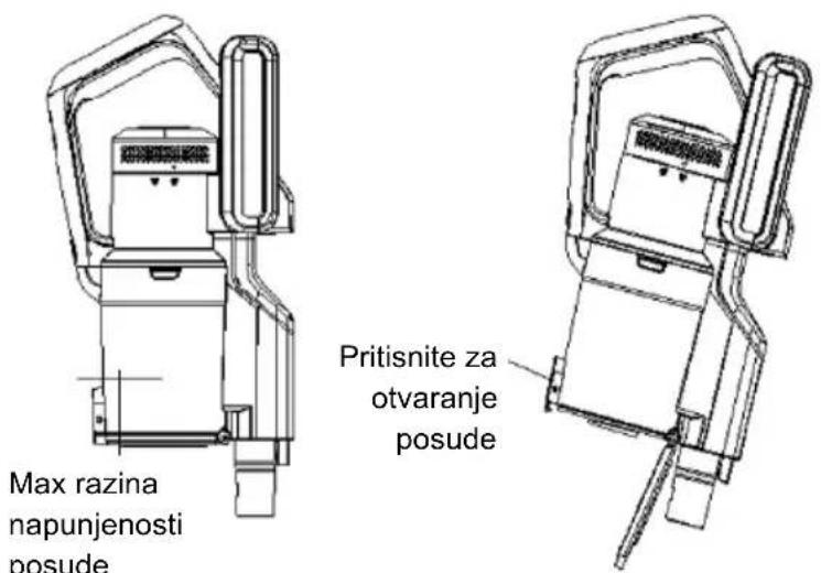 Max razina napunjenosti posude Pritisnite za otvaranje posude