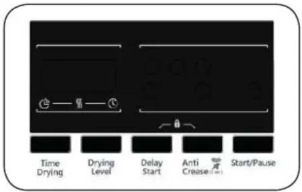 Time Drying Drying Level Delay Start Anti Crease Start/Pause