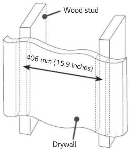 Wood stud 406 mm (15.9 Inches) Drywall