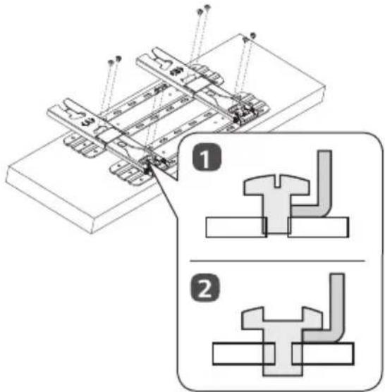 Technical diagram showing two mechanical assembly steps with labeled components and assembly details