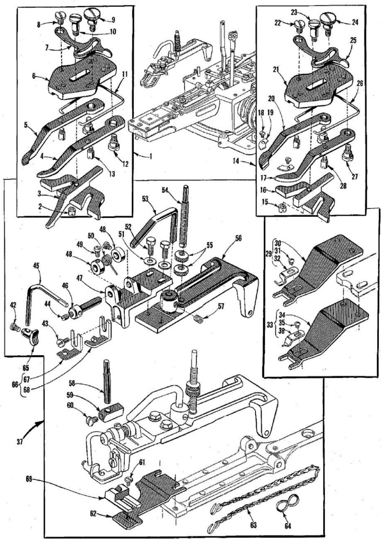 Union Special 200-1 - NOTE: For sewing thick buttons requiring up to an additional 11/64 inch in height, order No. 21-393 Button Holding Spring, left and No. 21-392 Button Holding Spring, right, as an extra send and charge item. - 1