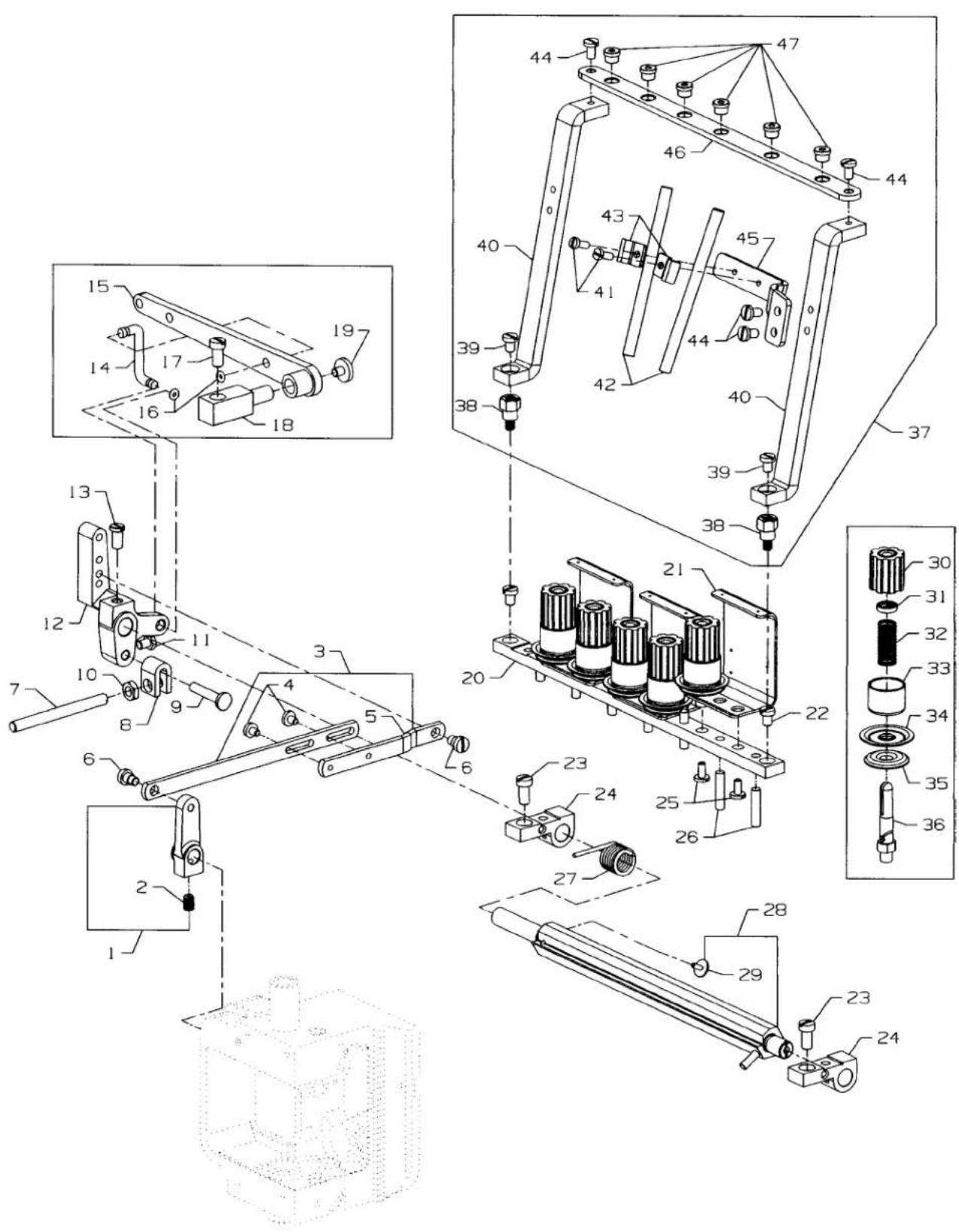 Union Special 36200UAK52 - CRANKSHAFT & NEEDLE LEVER PARTS - 1