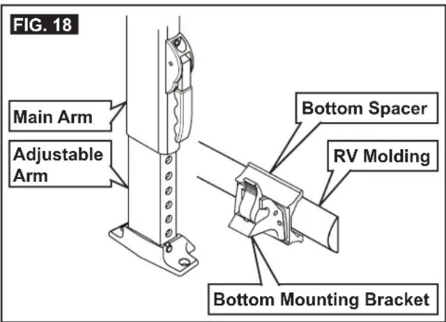 FIG. 18 Main Arm Adjustable Arm Bottom Spacer RV Molding Bottom Mounting Bracket