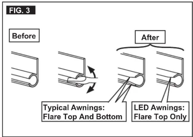 FIG. 3 Before After Typical Awnings: Flare Top And Bottom LED Awnings: Flare Top Only
