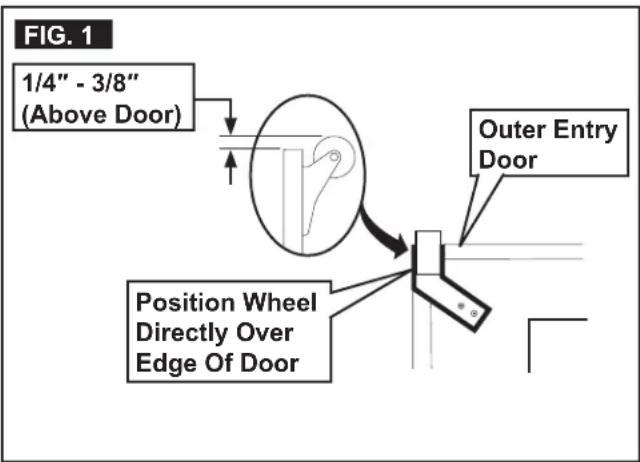 FIG. 1 1/4" - 3/8" (Above Door) Outer Entry Door Position Wheel Directly Over Edge Of Door