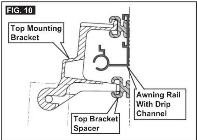 FIG. 10 Top Mounting Bracket Top Bracket Spacer Awning Rail With Drip Channel