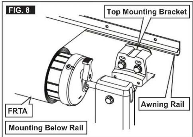 FIG. 8 Top Mounting Bracket FRTA Mounting Below Rail Awning Rail