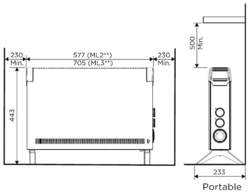 DIMPLEX ML3BTA - Dimensions & Clearances - 1