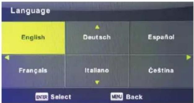 Language English Deutsch Espanol Français Italiano Čeština ENTER Select MENU Back