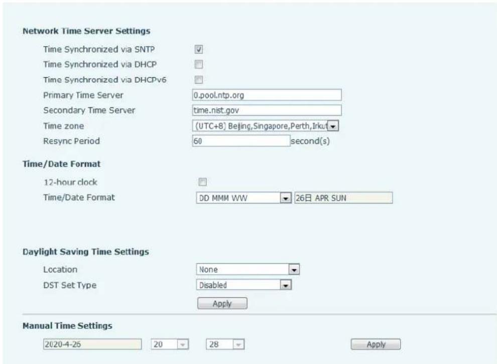 2N Telecommunications IP Handset - Phone settings >> Time/Date - 1