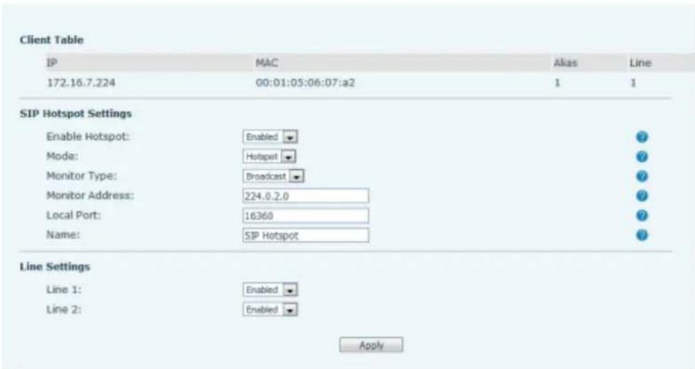 2N Telecommunications IP Handset - Line >> SIP Hotspot - 2