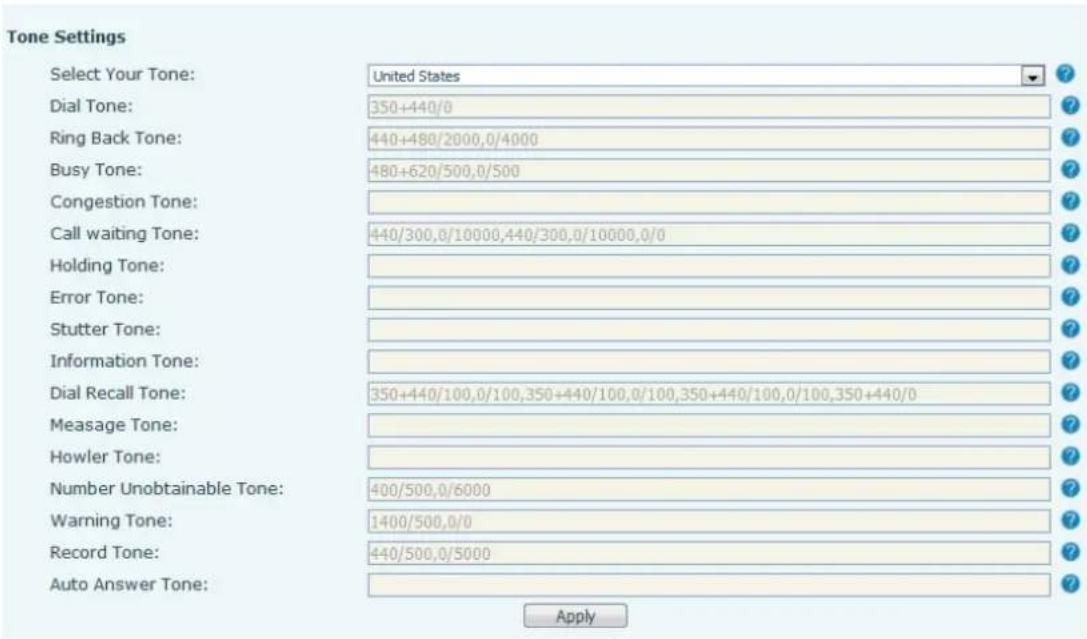 2N Telecommunications IP Handset - Phone settings >> Tone - 1