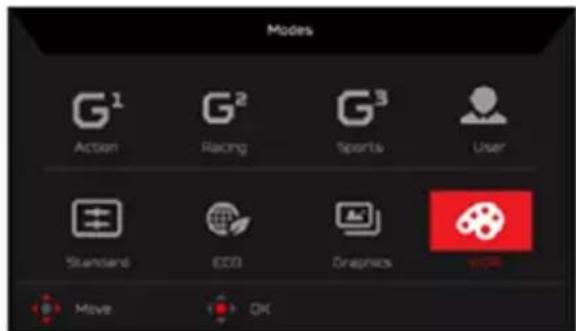 ACER XZ322QUP - Rychlé tlačítko1 (výchozí: standardní režim) - 1