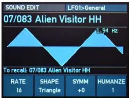 WALDORF M Wavetable - The LFO Display Parameters - 1