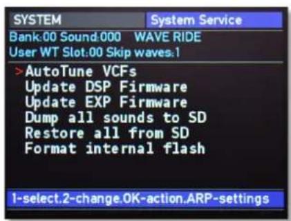 WALDORF M Wavetable - System Service Page - 1