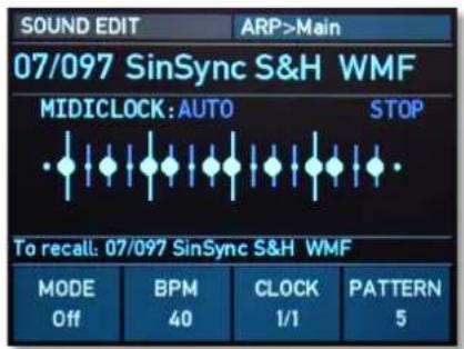 WALDORF M Wavetable - The Arpeggiator Display Parameters - 1