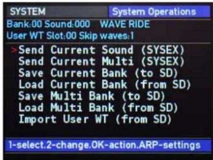 WALDORF M Wavetable - System Operations Page - 1