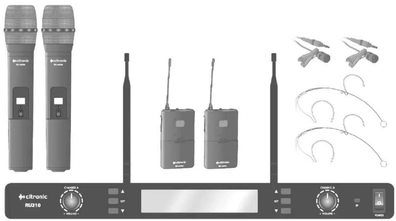 citronic RU210 CHANNEL A + VOLUME - SET - CHANNEL B + VOLUME - POWER