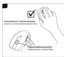 Driverdownload: T reiberhenterdriver; www.hama.com/servicedownload@liversimice Programmable buttons via driver Programmeibare T automatic/folder