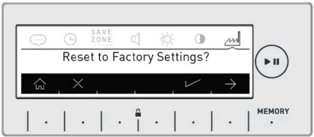 SAVE ZONE Reset to Factory Settings? ↓ ↓ ↓ ↓ ↓ ↓ ↓ MEMORY