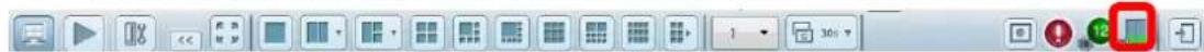 Screenshot of a software toolbar with icons and labels, including play, zoom, and zoom controls
