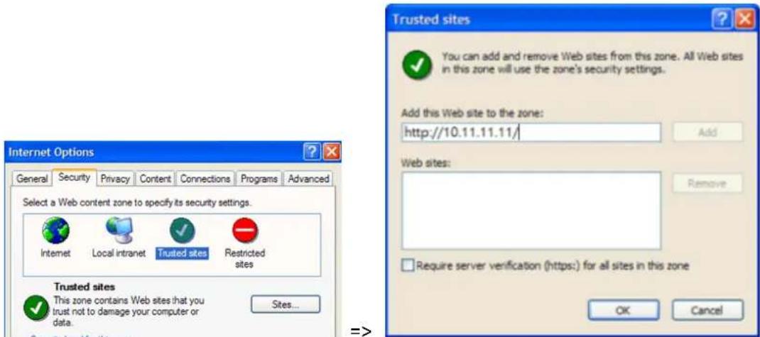 Internet Options General Security Privacy Content Connections Programs Advanced Select a Web content zone to specify its security settings. Internet Local intranet Trusted sites Restricted sites Trusted sites This zone contains Web sites that you trust not to damage your computer or data. Sites... T…