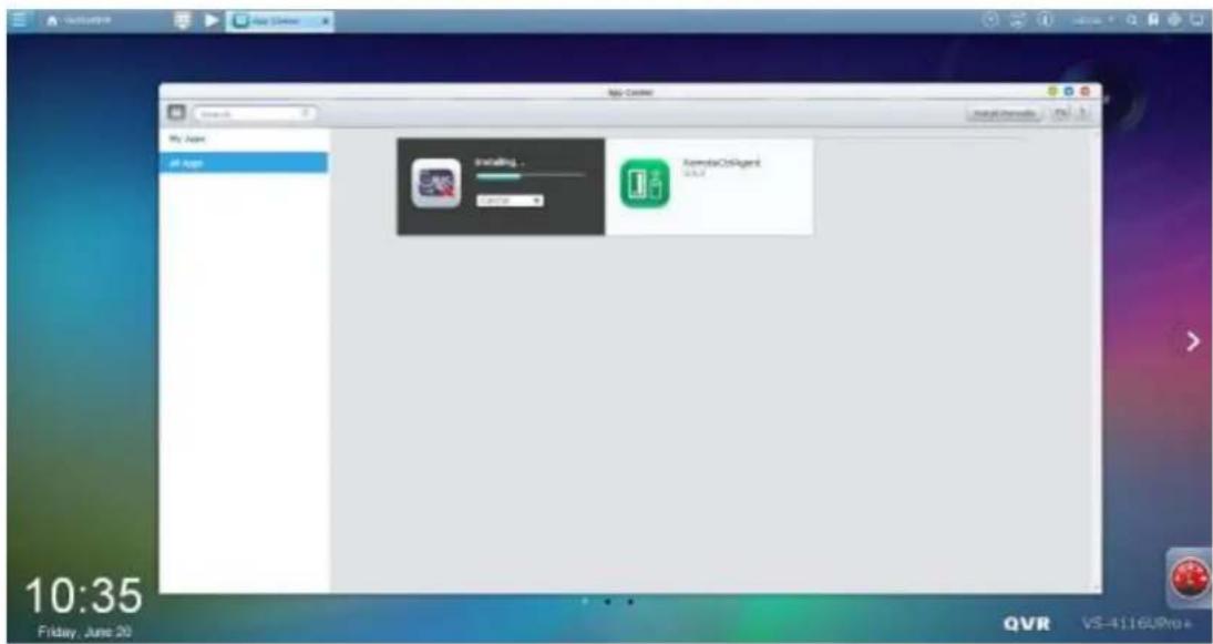 App Connection My Name All Apps Installing... 20:35 Automotive CoAgent 10:35 10:35 Friday, June 20 QVR VS-41.16UPro