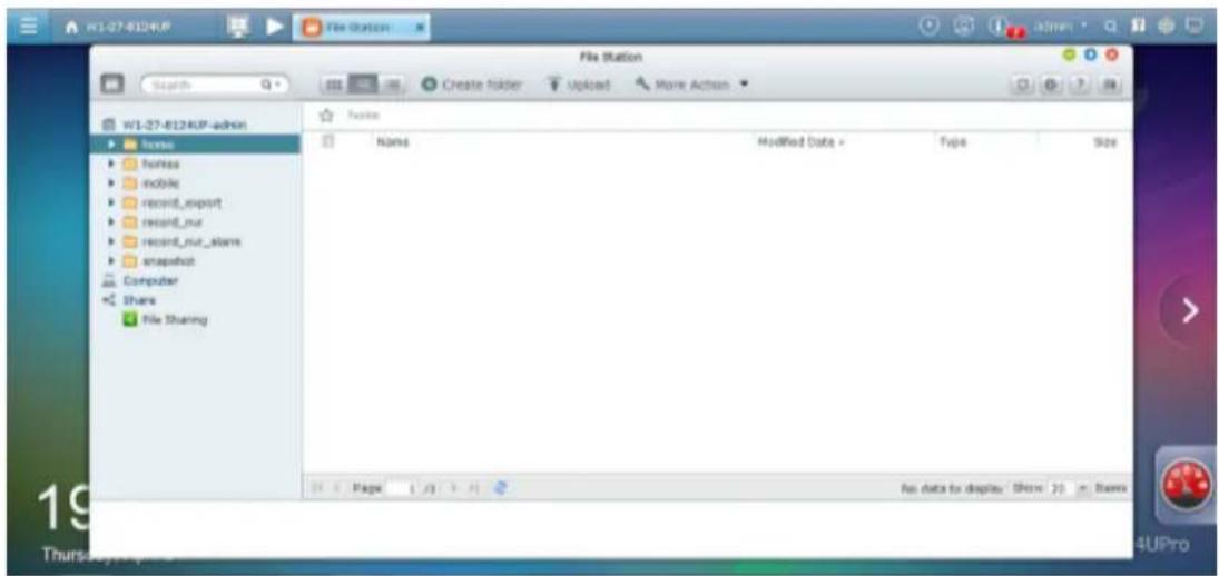 W1-27-8124UP-admin File Station Search Create folder Upload Mark Action W1-27-8124UP-admin Home Homes mobile record_export record nur record_nur_stems snapshot Computer Share File Sharing Name Modified Date > Type Size Page Fun data to display / Show 20 - Show 19 Thursday 19th 20th 21st 22nd 23rd 24…
