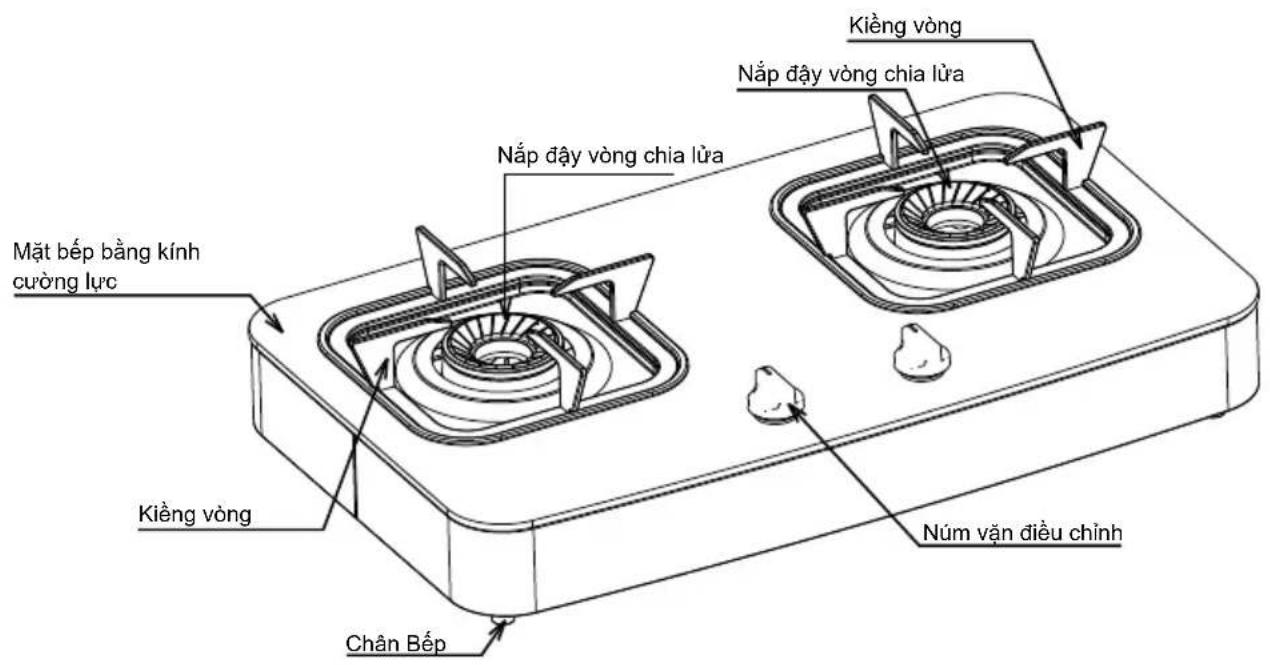 Kiếng vòng Nắp đặt vòng chia lửa Nắp đặt vòng chia lửa Mặt bếp bằng kính cường lực Kiếng vòng Chân Bép Núm vận điều chỉnh