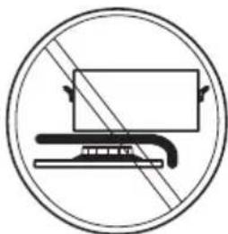 Prohibition sign with crossed-out rectangle and diagonal line, indicating no movement or restriction