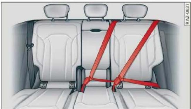 AUDI Q8 (2020) - Securing unused safety belts on the rear bench seat - 1