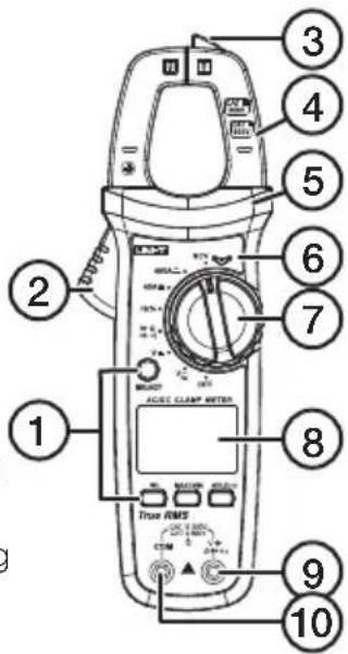 1 2 3 4 5 6 7 8 9 10 DC/DC CLAMP METER True RMS COM OFF ON OFF ON OFF OFF