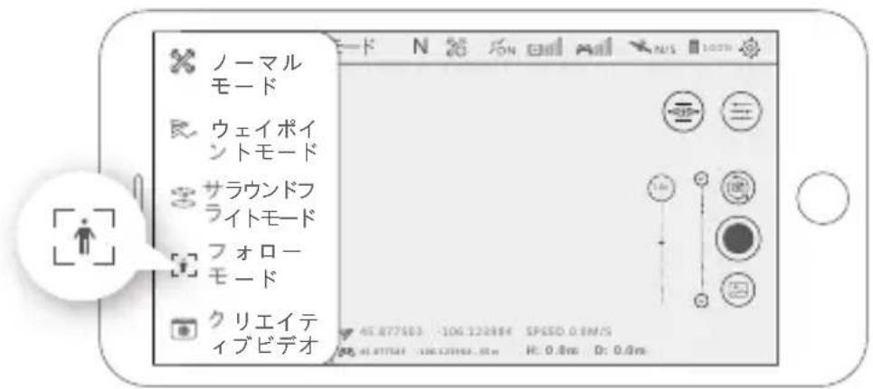 ノーマル モード ウェイポイントモード サラウンドライトモード フォローモード クリエイティブビデオ