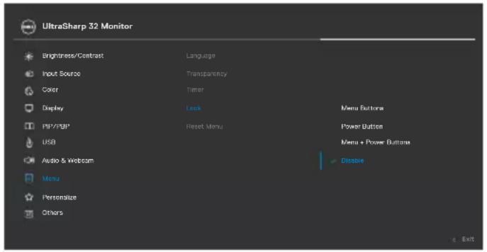 DELL UltraSharp U3223QZ - Use the Lock menu to lock the button(s). - 1