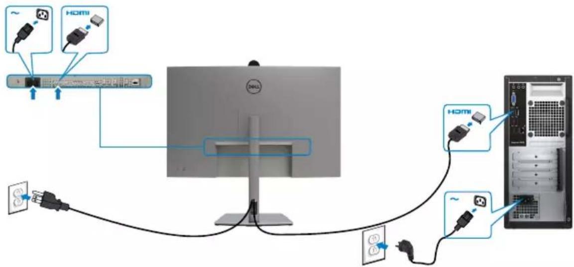 DELL UltraSharp U3223QZ - Connecting the HDMI cable (Optional) - 1