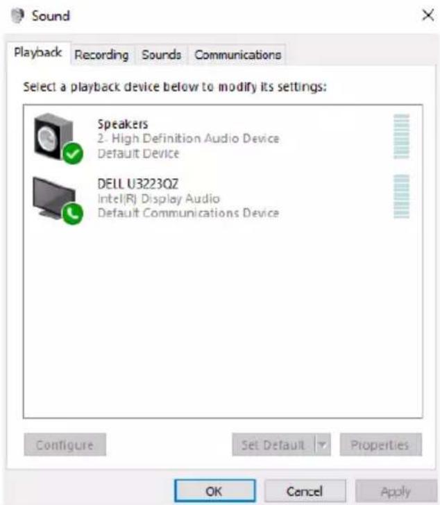 DELL UltraSharp U3223QZ - Setting up the monitor speaker as default setting - 3