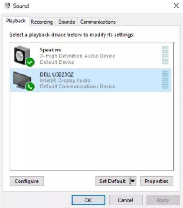 DELL UltraSharp U3223QZ - Setting up the monitor speaker as default setting - 5