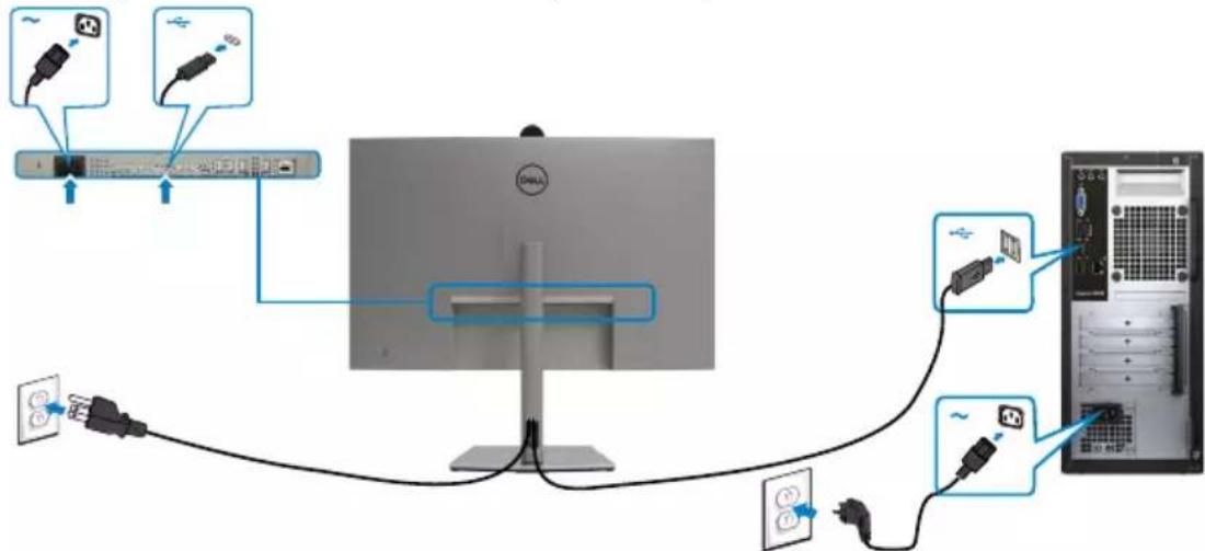 DELL UltraSharp U3223QZ - Connecting the USB-C Cable (A to C) - 1