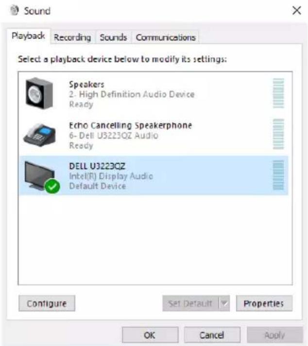 DELL UltraSharp U3223QZ - Setting up the monitor speaker as default setting - 6